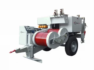 Hydraulic puller 150 kN capacity for one or two ropes on overhead stringing operations